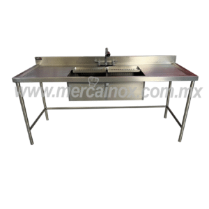 FREGADERO INDUSTRIAL CON DOBLE TINA Y ESCURRIDORES LATERALES