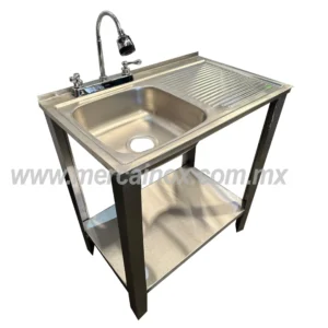 FREGADERO SENCILLO CON ESCURRIDOR Y MEZCLADORA